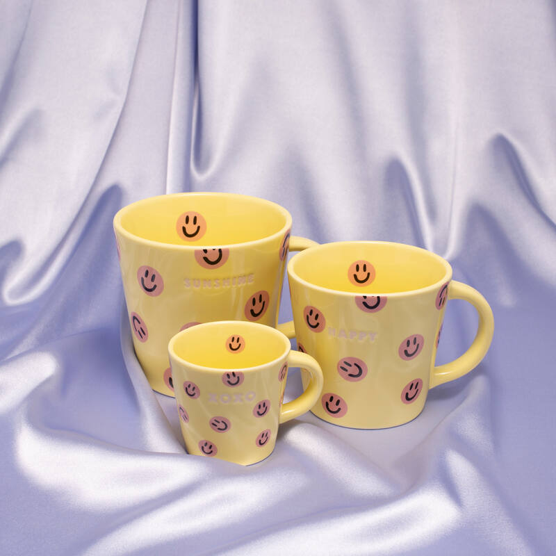 Ceramic cappuccino cup smileys HAPPY yellow 250ml