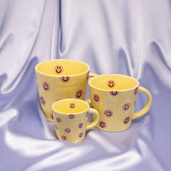 Ceramic cappuccino cup smileys HAPPY yellow 250ml