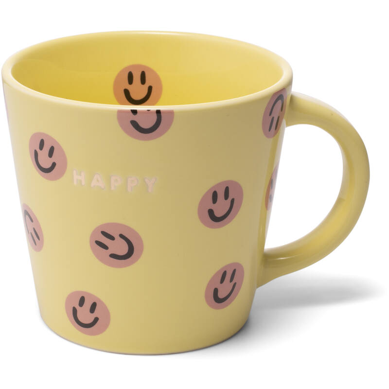 Ceramic cappuccino cup smileys HAPPY yellow 250ml