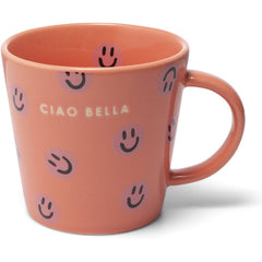 Ceramic tea cup smileys CIAO BELLA coral 350ml