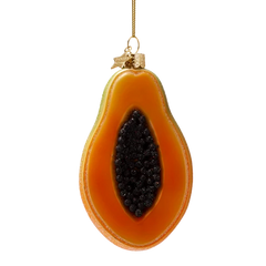 Ornament glass papaya H10.5cm