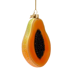 Ornament glass papaya H10.5cm
