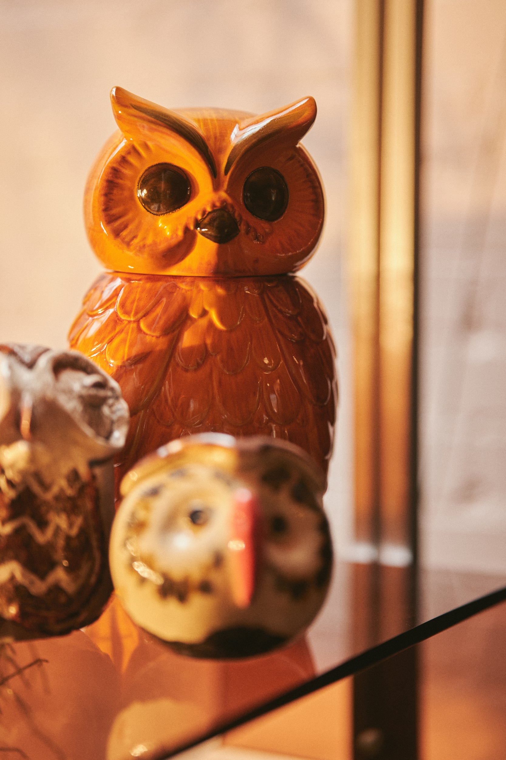 Ceramic owl jar tangerine