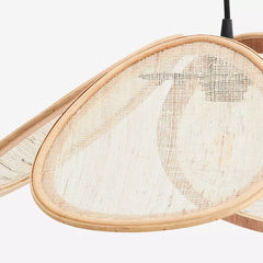 RATTAN CEILING LAMP W/ LINEN