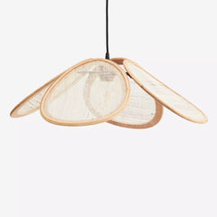 RATTAN CEILING LAMP W/ LINEN