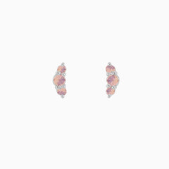 Opal croissant stud zilver