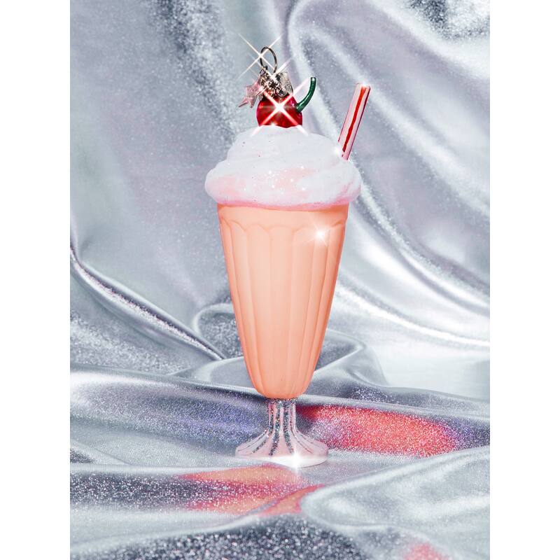 Glazen kerst decoratie zacht roze milkshake H15cm