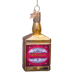 Ornament glass gold tequila bottle H9.5cm