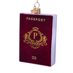 Ornament glass red passport H11cm