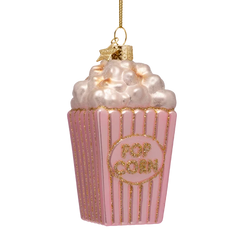 Ornament glass popcorn pink/gold H10.5cm
