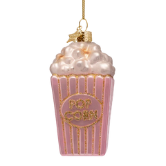 Ornament glass popcorn pink/gold H10.5cm