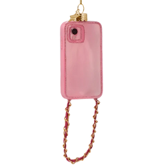 Ornament glass phone pink with chain H11cm