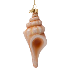 Ornament glass conch shell white H13.5cm