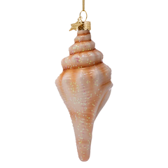 Ornament glass conch shell white H13.5cm