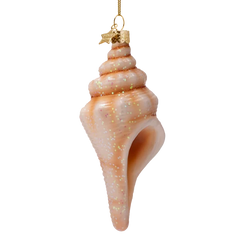 Ornament glass conch shell white H13.5cm