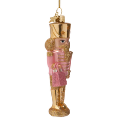 Ornament glass nutcracker pink with shopping bag H15.5cm