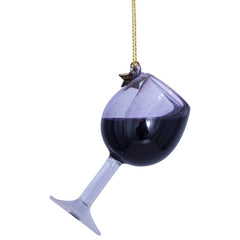 Ornament rode wijn glas H7cm