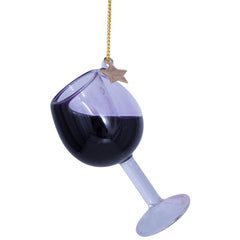 Ornament rode wijn glas H7cm