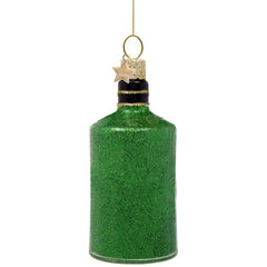 Ornament glass groene glitter gin fles H10cm