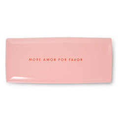 Ceramic plate MORE AMOR POR FAVOR pink B35cm x L15cm