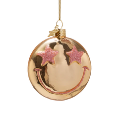 Ornament glass smiley star eyes gold