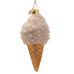 Ornament glass ice cream with pearls H14.5cm