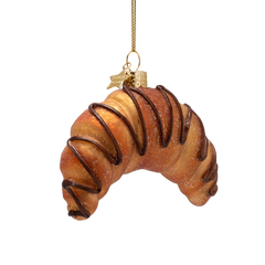 Ornament glass croissant with chocolate H8.5cm