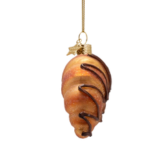Ornament glass croissant with chocolate H8.5cm