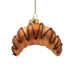 Ornament glass croissant with chocolate H8.5cm