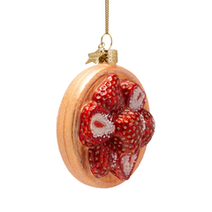 Ornament glass beschuitje met aardbei H8.5cm