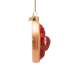 Ornament glass beschuitje met aardbei H8.5cm