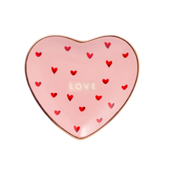 Plate heart porcelain LOVE pink 14cm