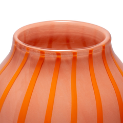 Vase glass stripes orange H27.5cm