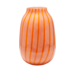 Vase glass stripes orange H27.5cm