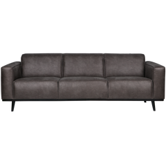 STATEMENT 3-ZITS BANK 230 CM LEDERLOOK DONKERGRIJS