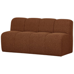 MOJO EETBANKJE 164 CM MET RUGLEUNING BOUCLÉ ROESTBRUIN MEL