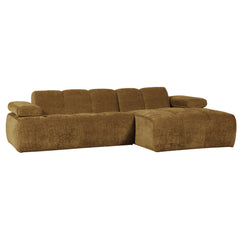 MOJO CHAISE LONGUE BANK RECHTS RIBSTOF HONINGGEEL