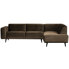 STATEMENT HOEKBANK RECHTS FLUWEEL TAUPE