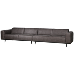 STATEMENT-XL-4-ZITS-BANK-372-CM-LEDERLOOK-DONKERGRIJS