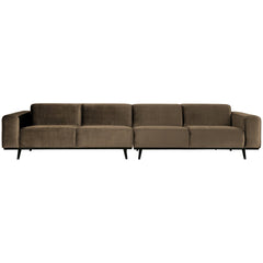 STATEMENT XL 4-ZITS BANK 372 CM FLUWEEL TAUPE