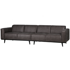 STATEMENT 4-ZITS BANK 280 CM LEDERLOOK DONKERGRIJS