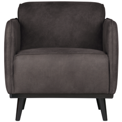 STATEMENT FAUTEUIL MET ARM LEDERLOOK DONKERGRIJS