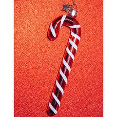 Glazen kerst decoratie rood/witte zuurstok H14cm