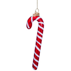 Glazen kerst decoratie rood/witte zuurstok H14cm