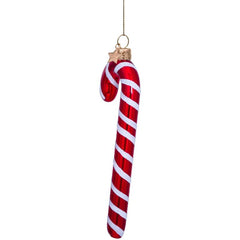 Glazen kerst decoratie rood/witte zuurstok H14cm