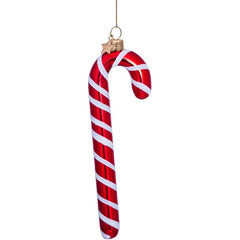 Glazen kerst decoratie rood/witte zuurstok H14cm