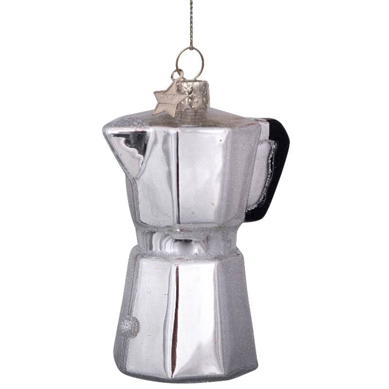 Ornament glass silver opal old coffee maker H9cm