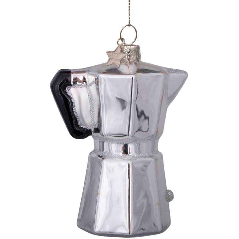 Ornament glass silver opal old coffee maker H9cm