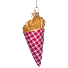 Ornament glass fries with mayonnaise H11cm