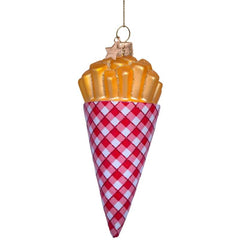 Ornament glass fries with mayonnaise H11cm